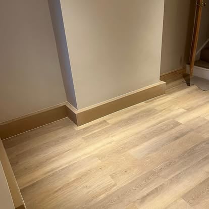 Hallway with new light oak flooring