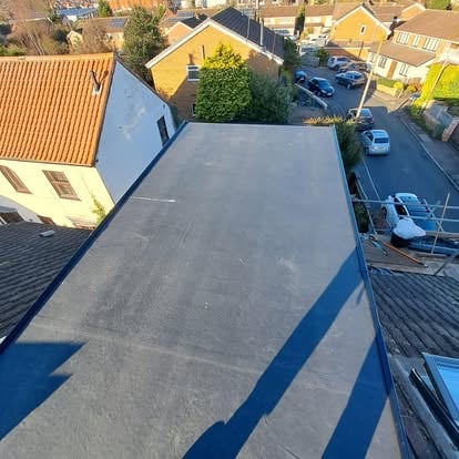 Large EPDM flat roof aerial view
