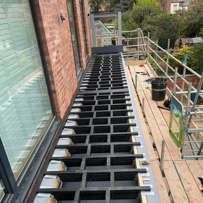Composite balcony decking frame installation