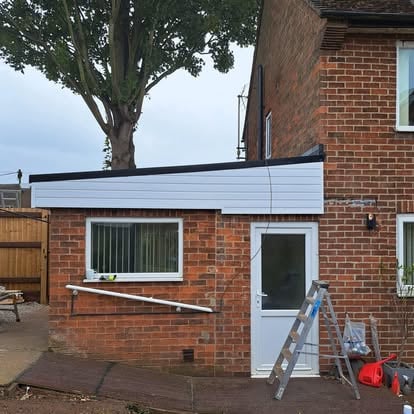 EPDM flat roof brick extension white fascia