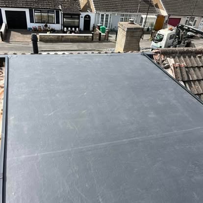 Completed EPDM flat roof on residential property