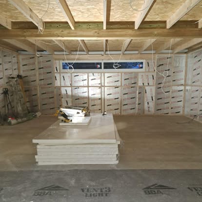 Garden room interior being insulated BBA membrane
