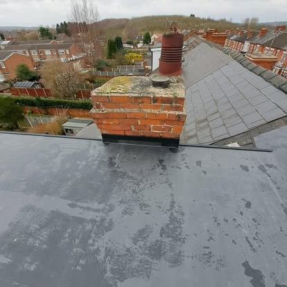 EPDM flat roof terrace row chimney stacks