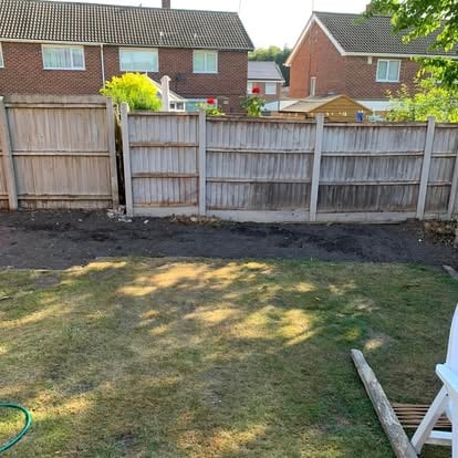 Garden cleared plot before decking installation