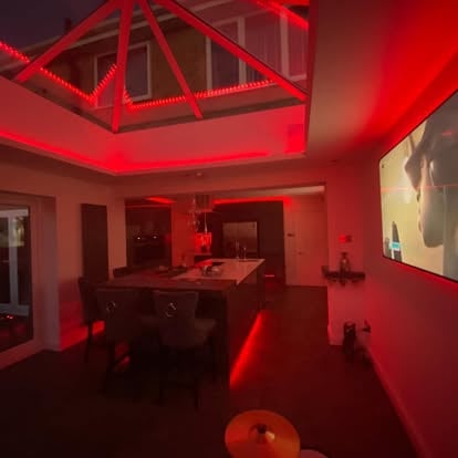 Extension interior lantern roof open plan kitchen
