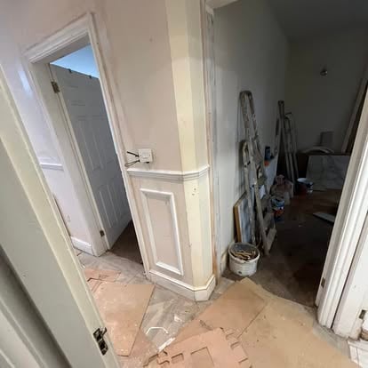 Hallway interior renovation with panelling