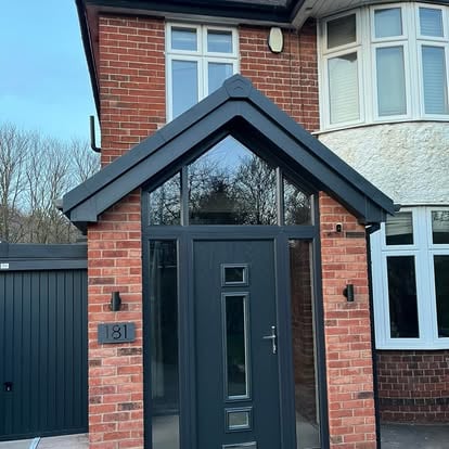 Brick entrance porch with glazed canopy number 131