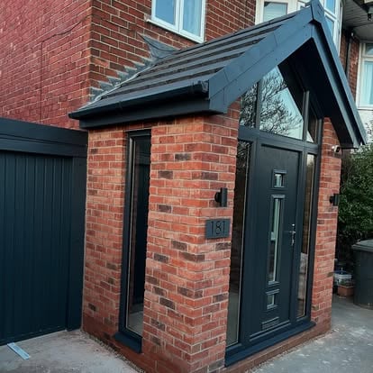 Dark brown lean-to interior under construction timber frame