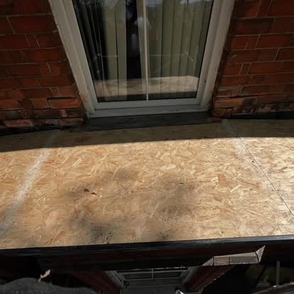 OSB deck board laid on Victorian terrace bay window roof