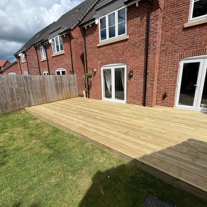 Completed timber decking on new build house
