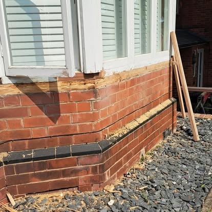 Bay window with old cill during replacement work