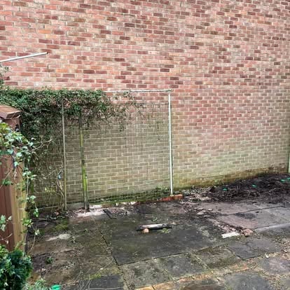 Old concrete slab side passage before flat roof work