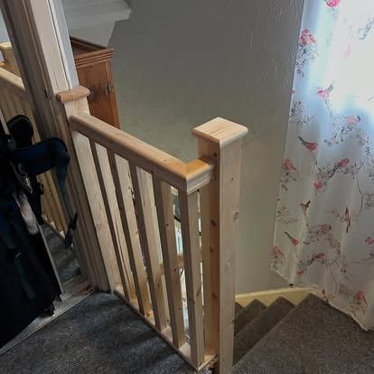 New pine landing balustrade installed