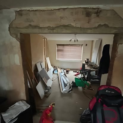 Interior wall knocked through with RSJ beam