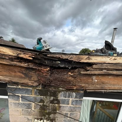 Badly rotted roof fascia and eaves