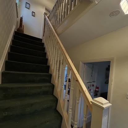 Staircase with new pine spindles fitted