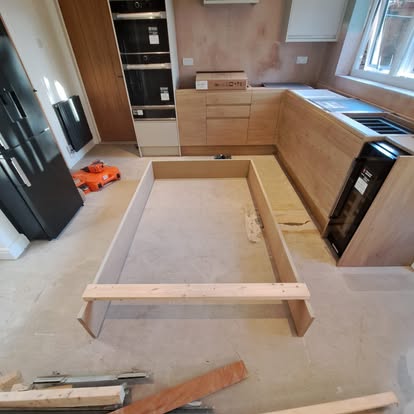 Kitchen renovation with oak units and island frame