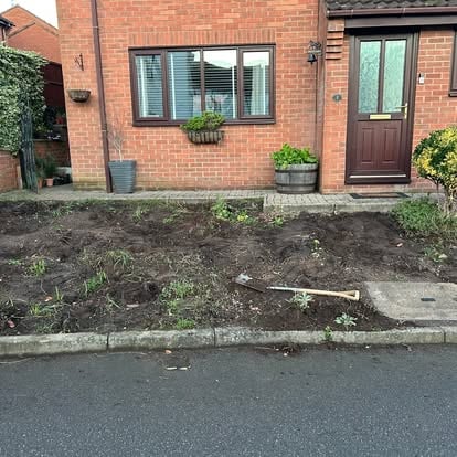 Front garden cleared and dug up before construction
