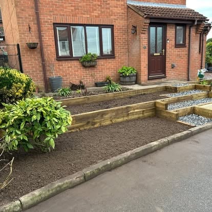 Sleeper terracing with gravel infill, mid-stage