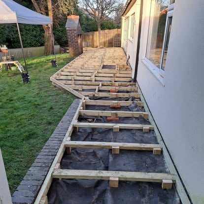 Decking joist frame only, membrane visible below