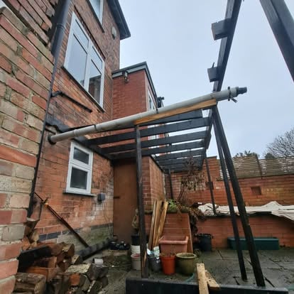 Old canopy structure before elevated deck replacement