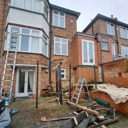 Steel posts and debris at rear, another angle